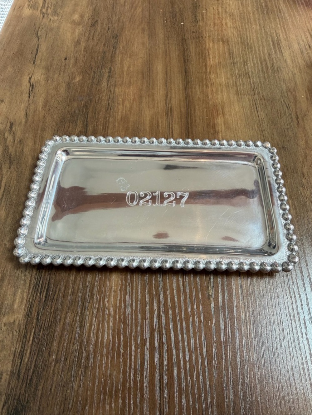 Mariposa Silver Beaded Rectangle Tray